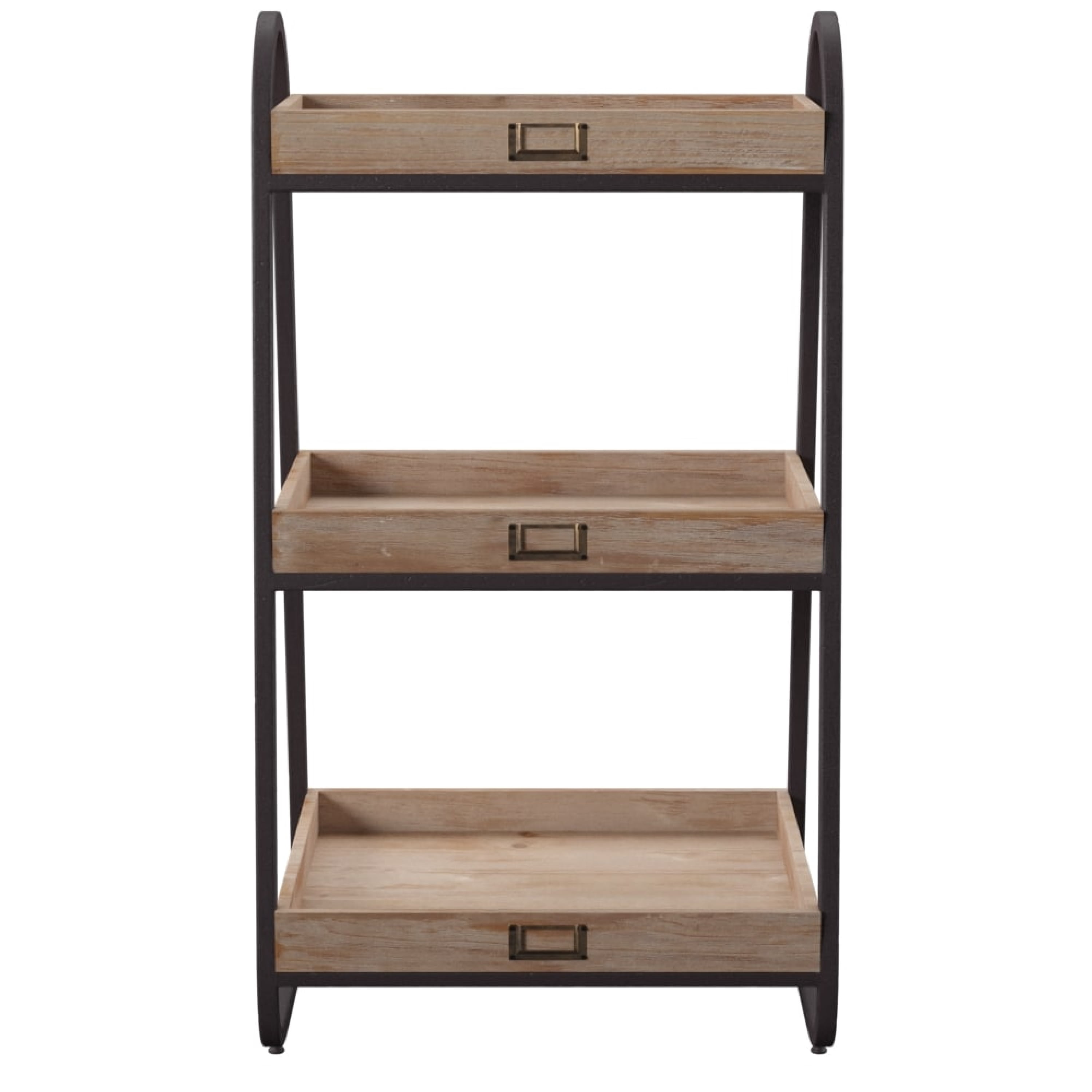Linon Robinson 3-Tier Bath Stand, 32" Tall, Rustic Brown and Iron Finish
