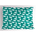 thumbnail image 1 of Bear Pillow Sham, Polar Bear in Various Funny Poses Arctic Circle Wild Nordic Illustration, Decorative Standard Size Printed Pillowcase, 26 X 20 Inches, Teal White and Black, by Ambesonne, 1 of 2