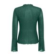 thumbnail image 6 of GEWSEY Women Mesh Tops Rhinestone Tops Long Bell Sleeve Blouses Glitter Shirts Sexy Clubwear Outfits S-XXL (Green, XL), 6 of 6
