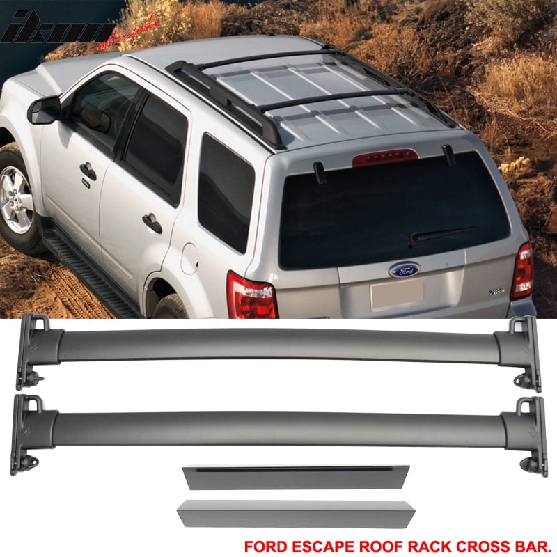 Ikon Motorsports Fits 0812 Ford Escape OE Black Roof Racks Cross Bars