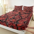 thumbnail image 3 of Feelyou Red Rustic Leaves Bed Sheets, Branches Botabical King Sheets, Teens Adult Women Men Sheet Set, Microfiber Bedroom Decor, 4pcs, 3 of 7