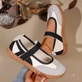 thumbnail image 5 of Domuza Women’s Retro Color Block Mary Jane Sneakers, Adjustable Strap Flat Casual Walking Shoes Non-Slip Gum Sole Footwear White 6.5（EU-37）, 5 of 9