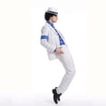 thumbnail image 7 of Striped Retro Stage Outfit for Halloween Pop Star Costume Set Jacket and Top with Pants and Hat with Tie for Disco Party Performance Show L, 7 of 7