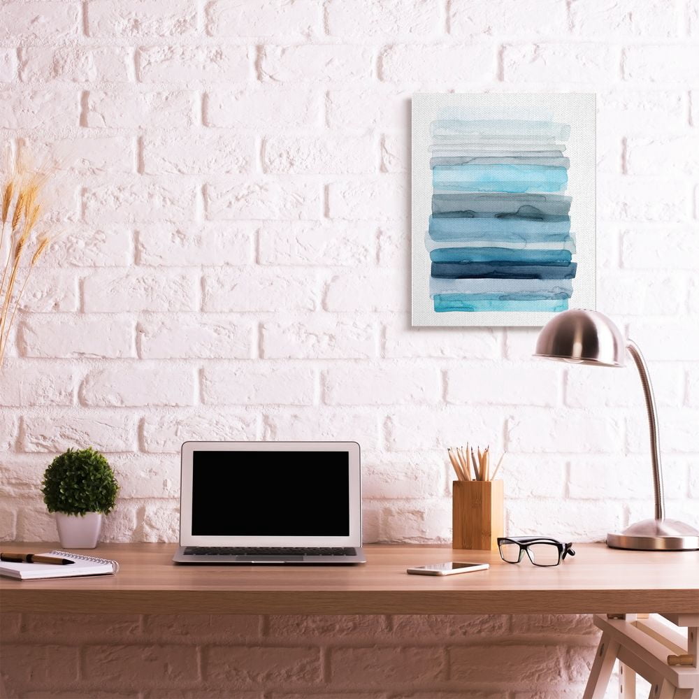 Stupell Industries Water Inspired Blue Grey Ombre Abstract Lines Canvas Wall Art Design by Grace Popp, 24" x 30"