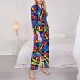 thumbnail image 3 of Gukieu Vintage Audio Cassettes Print Women's Long Sleeve Pajama Set, Button Top Elastic Pocket Pajama Pants Two Piece Set Home Wear-XX-Large, 3 of 7
