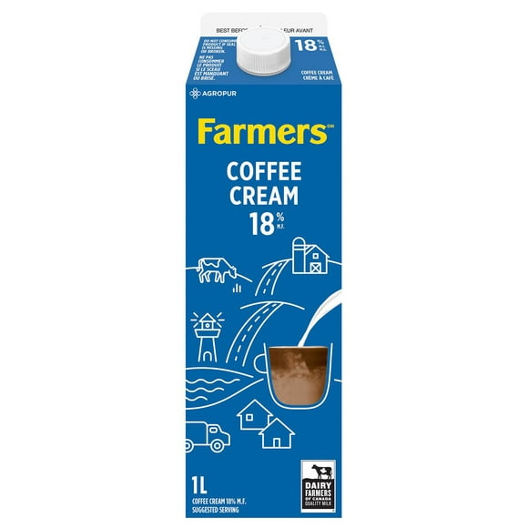 Crème à café 18 % Farmers par Natrel 1 L