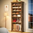 thumbnail image 2 of Condemo 10-Tier Shoe Storage Cabinet with 8 Adjustable Shelves, Farmhouse Shoe Rack, 71 inch Freestanding Tall Shoe Organizer for Closet, Entryway, Living Room, 30-40 Pairs, Rustic Brown, 2 of 7