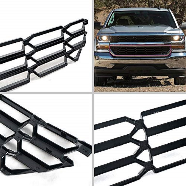 PIT66 Chrome Bumper Grille Insert - Snap On Guard For 2016-2018 Chevy Silverado 1500