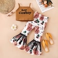 thumbnail image 2 of New Toddler Girls Letter Print Tank Top & Fringe Flared Pants Two Piece Set Summer Casual Outfit, 2 of 8