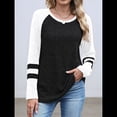 thumbnail image 4 of Sudadera de Larga para Mujer, con Bloques de Color, Informal, para Otoño. Negro L, 4 of 7