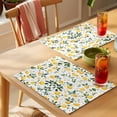 thumbnail image 4 of Lemon Leaves Placemats Set of 4 Summer Fruit Botanical Watercolor Flower Place Mats Indoor Wipeable Table Mats Washable Cloth Dining Table Placemats for Kitchen Holiday Party Home Decor 13x19 Inch, 4 of 9