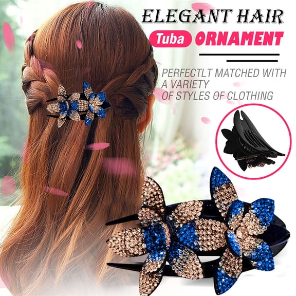 Rhinestone Hair Clip Flexible Double Flower Dovetail Durable Design Hair Care Pearls for Women Barrettes