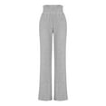 thumbnail image 3 of Women's Ribbed Knit Pajama Pants 2025 High Waist Wide Leg Lounge Pants Soft Comfy Elastic Waist Fall Sleepwear Gray, 3 of 5