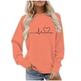 thumbnail image 1 of BLVB Chandail à Col Rond pour Femmes, Imprimé de Cœur, Manches Longues, Mignon, Coupe Ample, Léger, Hauts d'Automne, Cadeaux de la Saint-Valentin, 1 of 5