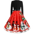 thumbnail image 4 of Fankiway Robe Vintage Rockabilly Patchwork pour Femmes Robe de Fête de Noël avec Nœud, 4 of 6