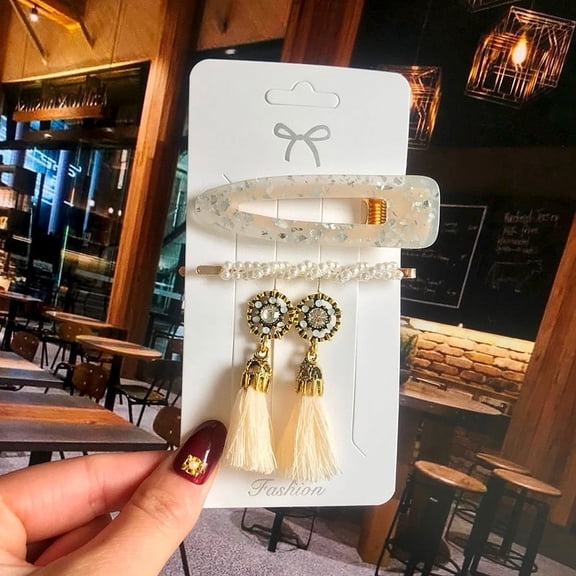 Fashion Earring Sets - Pearl Hair Clips, Barrettes and Tassel Earrings For Women And Girls, Acrylic Hairpins, Hair Accessories 2023
