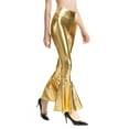 thumbnail image 2 of Women's Shiny Metallic Flare Leggings High Waisted Disco Yoga Trousers Stretchy Sexy Bottom Pants Retro 70s Fashion, 2 of 2