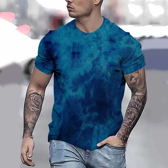 Men's T Shirt with Fashionable Tie Dye Design Short Sleeved Casual Wear for Men
