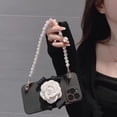 thumbnail image 2 of Funda de silicona líquida con cadena de pulsera de perlas de Camelia ins para iPhone 14, 13, 11, 12 Pro Max, X, XR, XS MAX, 6S, 7, 8 Plus, Mini funda de teléfono Fivean unisex, 2 of 2