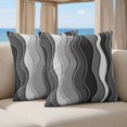 thumbnail image 5 of 16x16 Pillow Covers Set of 2, Black Stripes Square Throw Pillow Covers for Couch/Sofa/Living Room, Modern Simple Greyish Gradient Lines Decorative Soft Pillowcases for Couch Throw Pillows, 5 of 9