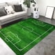 thumbnail image 4 of Alfombra suave de campo de fútbol ZJT250131492 | Alfombra de poliéster verde antideslizante para interior y exterior | Tapete de césped deportivo de 99 x 199 cm para sala de estar, dormitorio, mesa, 4 of 5