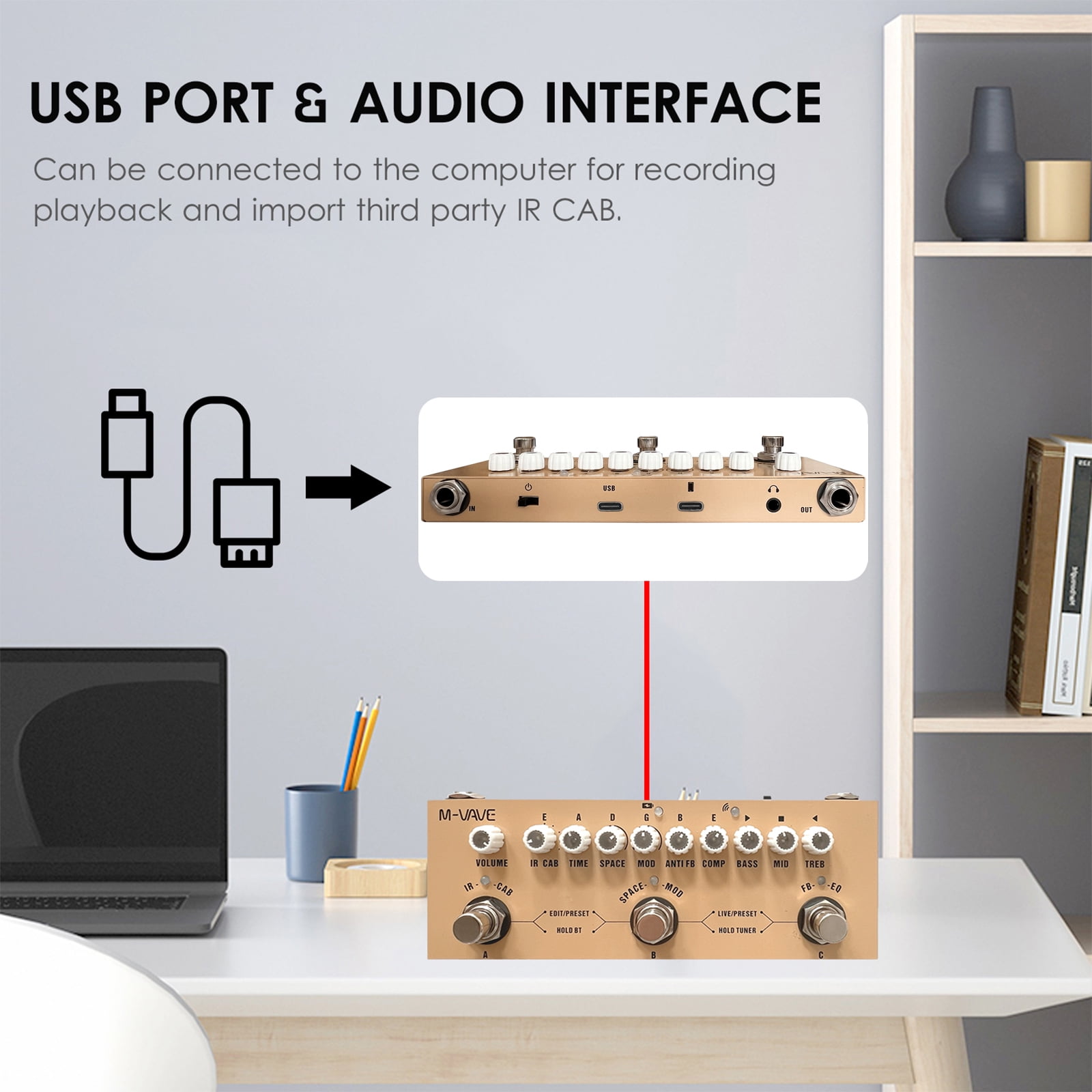 Guitar Effects Pedal Combined Electric Guitar Effect Pedal, Music Playback, Phone Recording, Audio Interface, for Acoustic Guitar