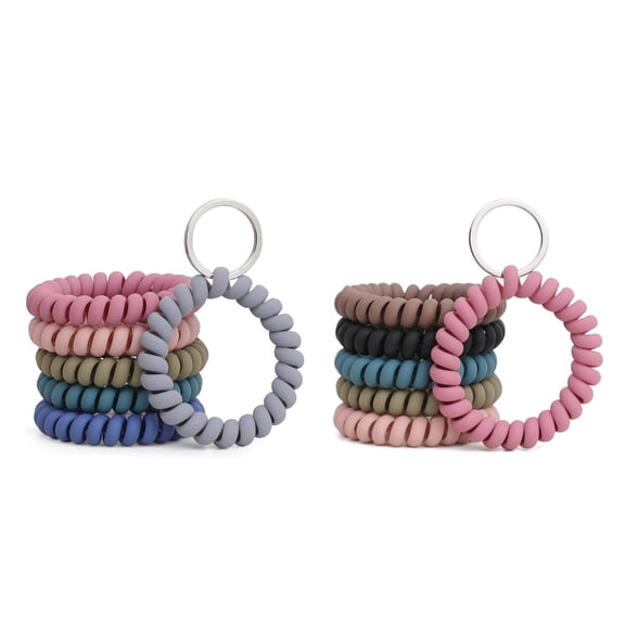 COREBAY 12PCS Stretchable Wristband Wristlet Keychain Wrist Key Chain Wristlet, Spring Flexible Spiral Wrist Coil Key Holder Key Ring for Sauna Gym Pool ID Badge and Outdoor Sports