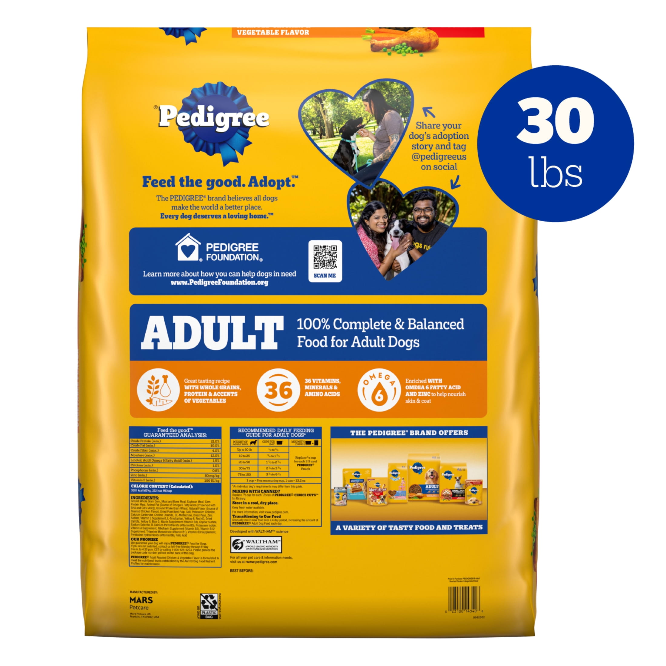 Pedigree Adult Dry Dog Food, Complete Nutrition, Roasted Chicken & Vegetable Flavor, 30 lb. Bag