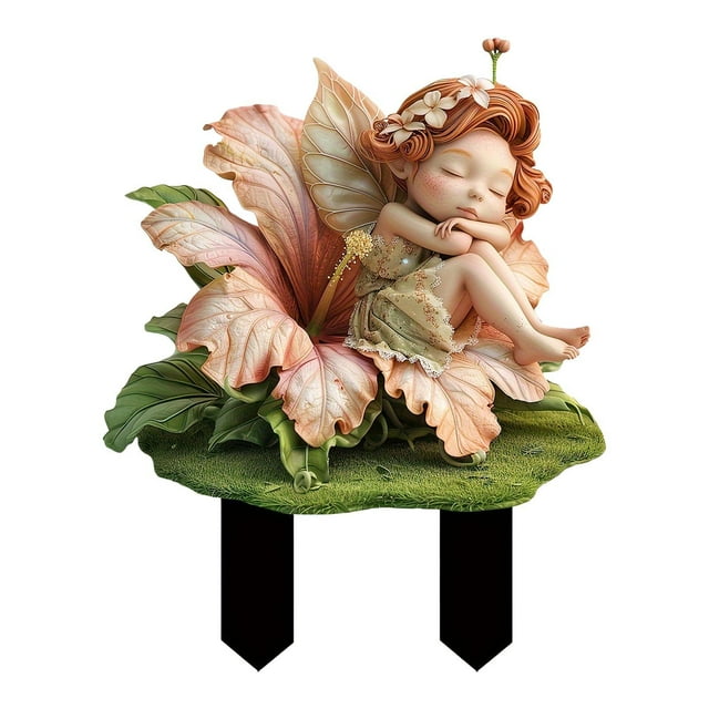S SERENABLE Flower Fairy Decorative Garden Stake 2D Acrylic Sign for Courtyard Landscape