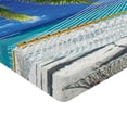 thumbnail image 2 of Ambesonne Beach Fitted Sheet, Sandy Palm Coconut Sea, Twin Size, Cream Navy Green, 2 of 3