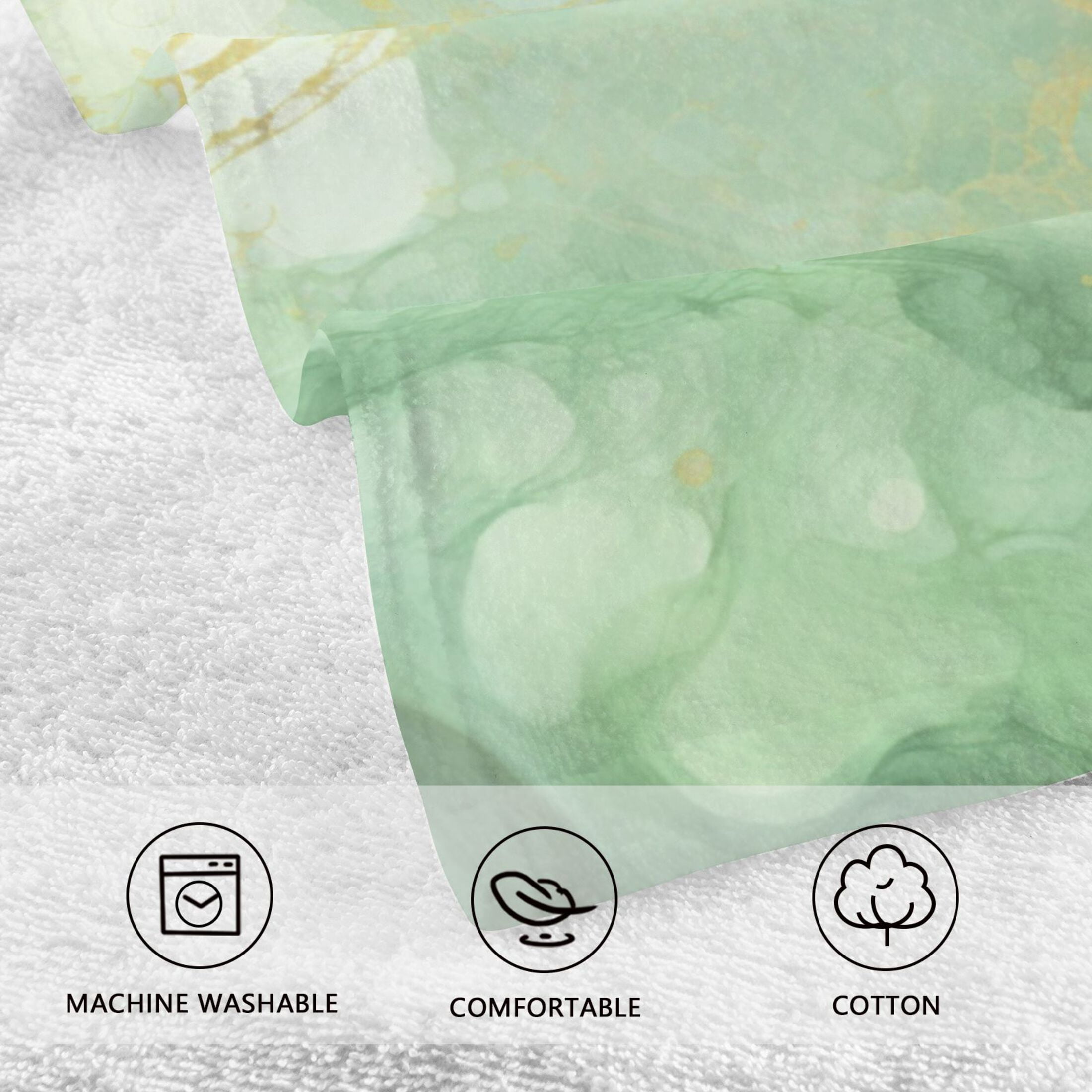 Emerald Green and Gold Marble Hand Towel Set 2 Pcs Cotton Absorbent Soft Face Towels Bath Towels for Bathroom Kitchen Shower Hotel Decor 16"x28"