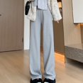 thumbnail image 4 of Wide Leg Sweatpants Women Women's Plush Wide Leg Pants With High Waistline Drape And Straight Tube Loose Fitting Casual Knitted Straight Tube Pants, 4 of 5