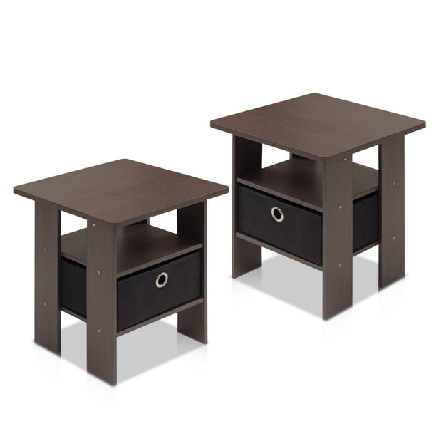 Furinno Petite End Table Bedroom Night Stand Set of Two, Multiple