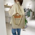 thumbnail image 1 of Bolso de hombro para mujer Bolso tote Gran capacidad Contraste Viajes Compras (Caqui), 1 of 4