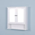 thumbnail image 3 of GZXS Bathroom Cabinet Wall Mounted with Double Mirror Doors, Wood Hanging Cabinet with Doors and Shelves, Bathroom Wall Mirrored Cabinet, White, 3 of 8