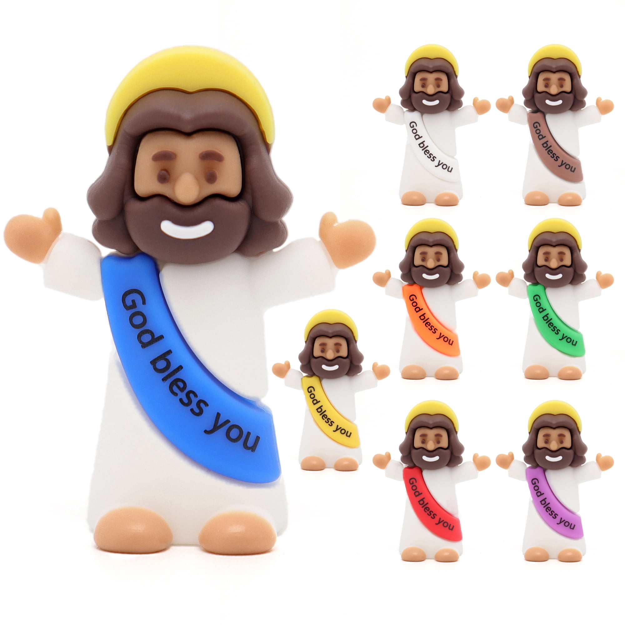 100PCS Mini Jesus Figurines Christian Decorations With "God Bless You, " Perfect For Jesus Challenge, Party Props, Religious Favors, Church Events, And Easter Gifts-Brown