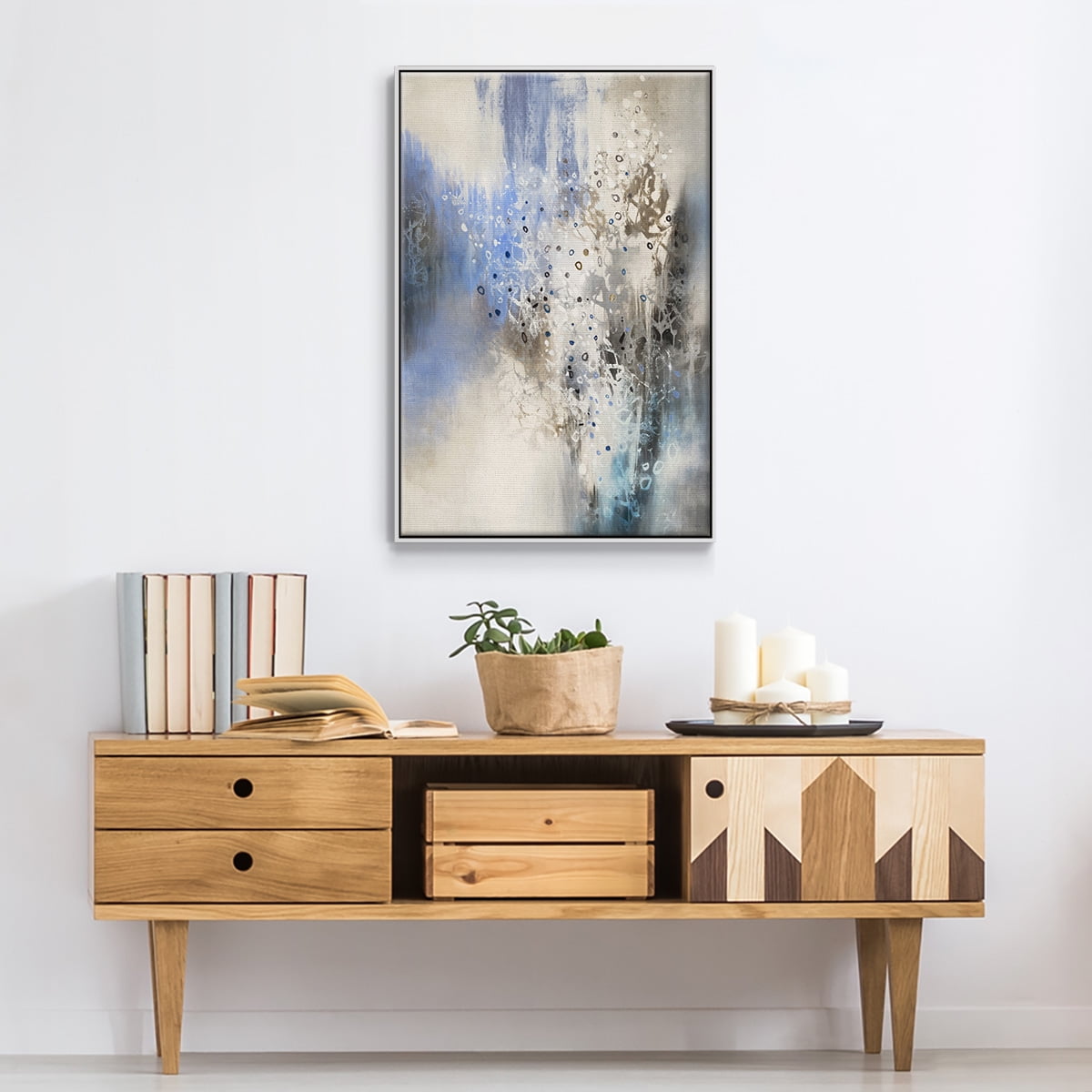Glacier Stones Framed Premium Gallery Wrapped Canvas - Ready to Hang - 27 x 41 - White Floating Frame