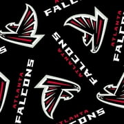 NFL Atlanta Falcons 58" 100% Polyester Fleece Sports Logo Fabric By the Yard, Black