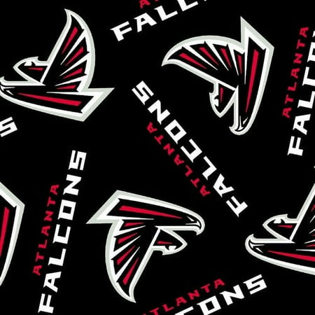 NFL Atlanta Falcons 58" 100% Polyester Fleece Sports Logo Fabric By the Yard, Black