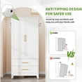 thumbnail image 3 of Ciphrias 71 Inch White Metal Wardrobe with 2 Doors and Drawers for Bedroom, 3 of 9