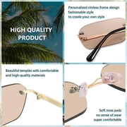 FEISEDY Retro Small Narrow Rimless Sunglasses Clear Eyewear Vintage Rectangle Sunglasses for Women Men B2643