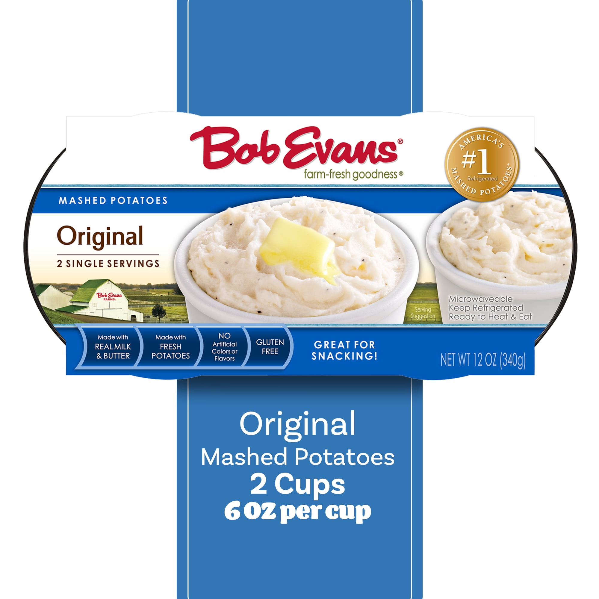 Bob Evans Gluten-Free Single Serve Original Mashed Potatoes, 12 oz, 2 Cups