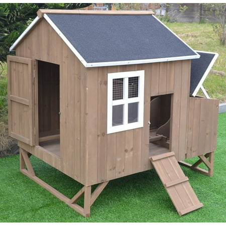Omitree Deluxe Large Wood Chicken Coop Backyard Hen House 4-8 Chickens with 3 nesting