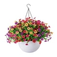 thumbnail image 2 of Cesta de flores artificiales colgantes con plantas artificiales, maceta colgante realista para primavera, balcón, habitación y patio. Estilo A, 2 of 8