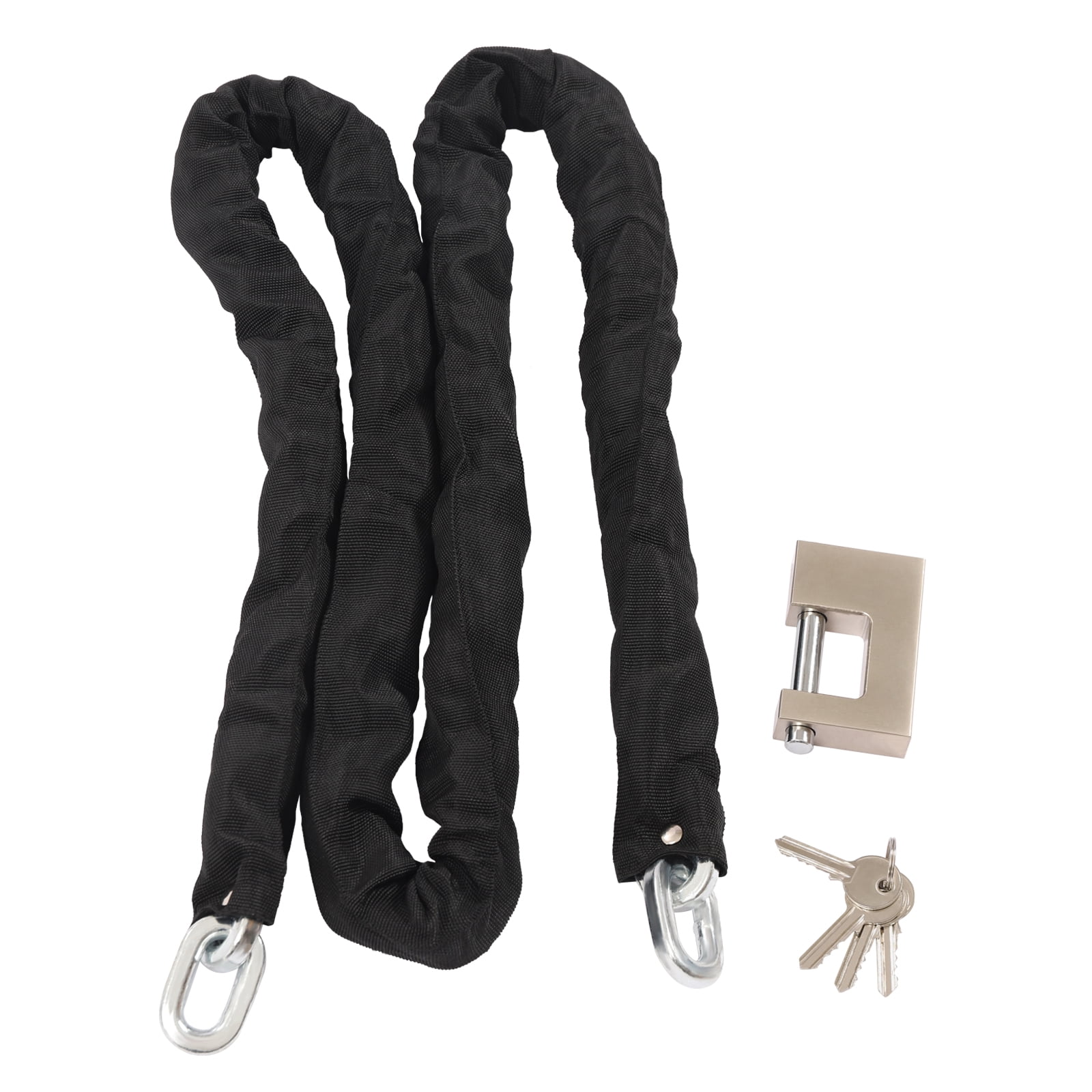 Heavy Duty Bike Chain Lock, 6 ft x 3/8 in Manganese Steel Security Chain with Brass Lock Core, Square Link Anti-Theft Motorcycle Lock with Protective Sleeve & 4 Keys for Bicycle, Gate, Fence