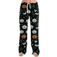 thumbnail image 2 of Satingcolo Halloween Pajama Pants Women Cute Funny Print Pajamas Casual Elastic Waist Palazzo Pants Fall Pajamas, 2 of 6