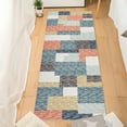 thumbnail image 2 of GlowSol 2'x6' Modern Geometric Runner Rug Washable Non Slip Low Pile Bedroom Runner Rug Soft Foldable Runners for Laundry, Blue/Multi, 2 of 7