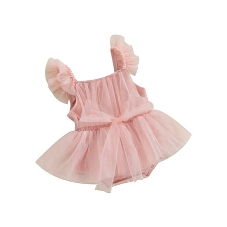 

Baby Girl Summer Romper Cute Sleeveless Pleated Bodysuit Tulle Dress