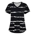 thumbnail image 1 of Birdeem Womens Fashion Short Sleeve V-Neck Tops Working Uniform Printing Pocket Blouse Tops, 1 of 1
