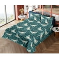 thumbnail image 4 of Ambesonne Jungle Boho Fitted & Flat Sheet with Shams 4 Pcs Set, Dreamy Butterfly Modern, Queen, Almond Green Petrol Blue, 4 of 5